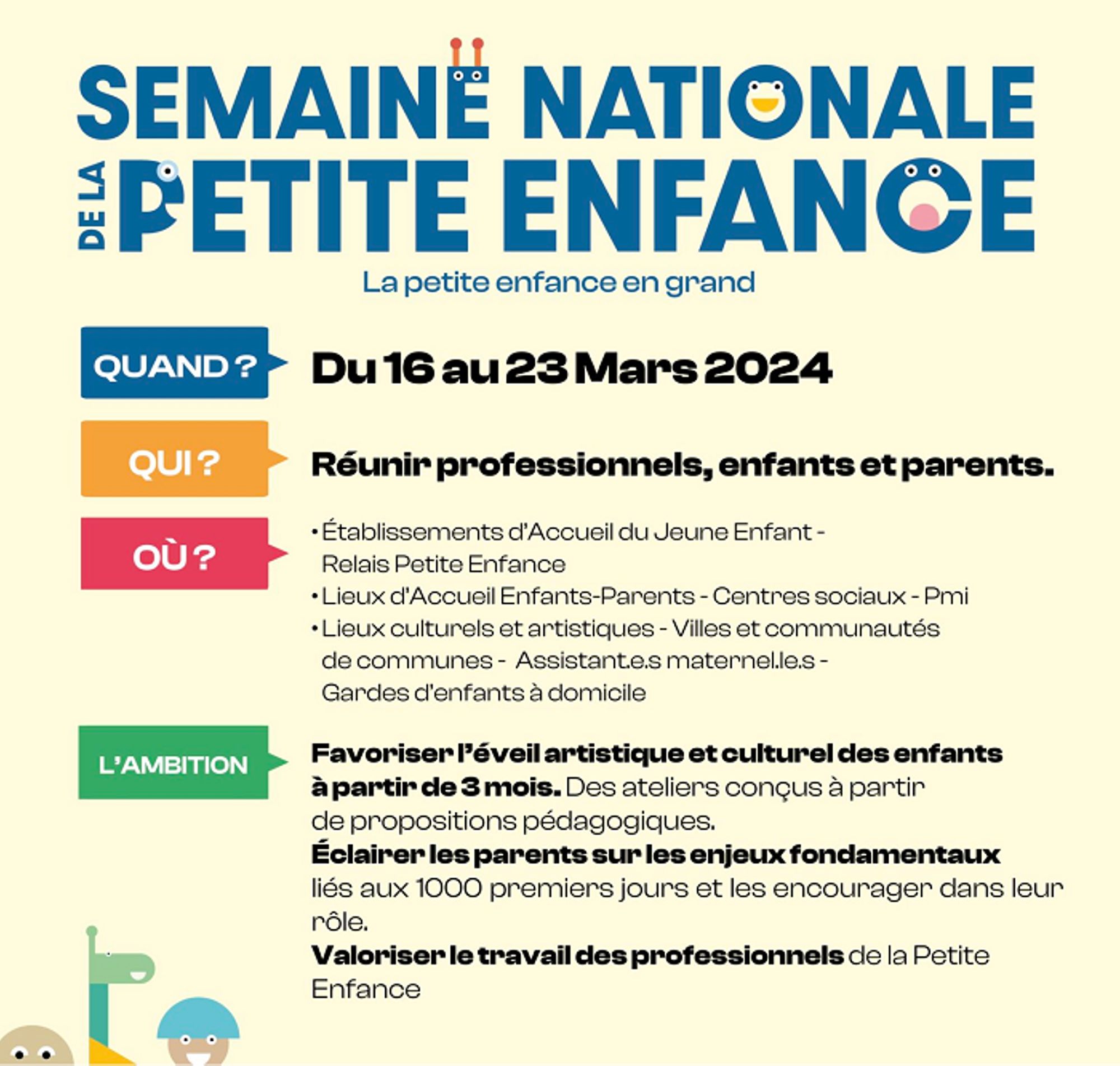 Les inscriptions à la Semaine Nationale de la Petite Enfance 2024 sont ouvertes